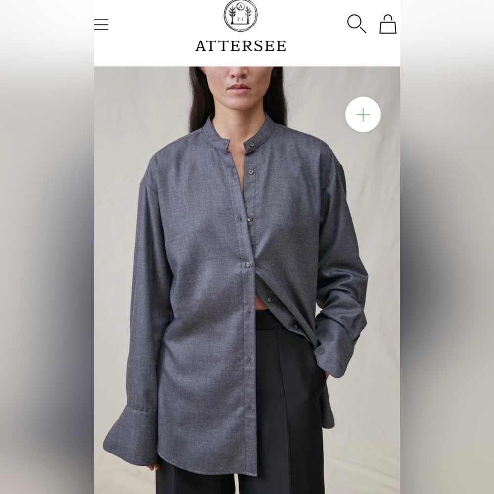 Attersee The Cashmere Oversized Shirt Charcoal NWT Retail $495